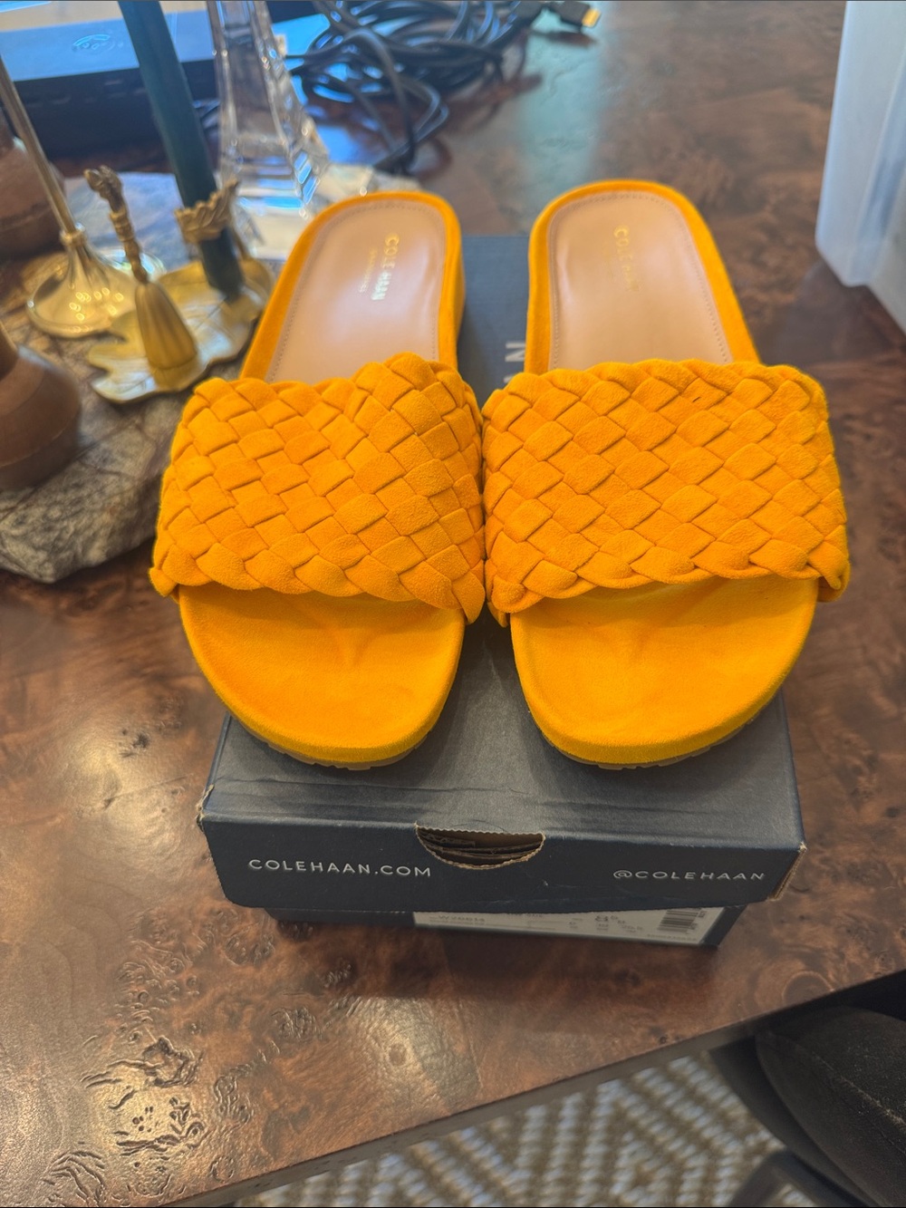 Cole Haan Braided Mojave Slide Mules in Bright Orange